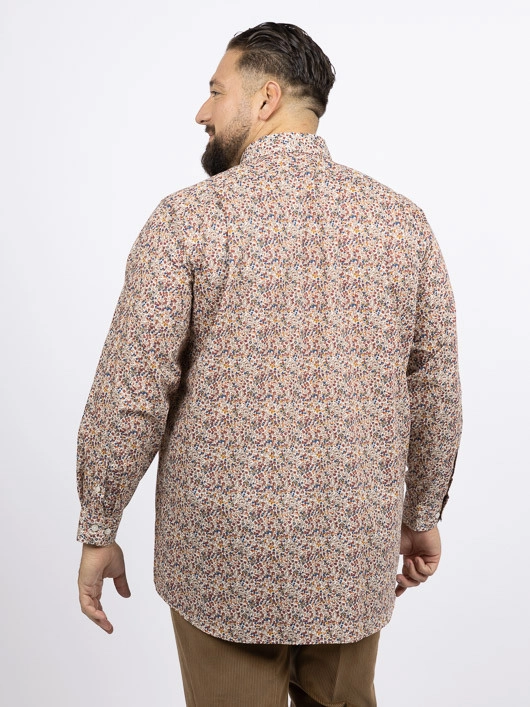 Chemise Tissu Liberty Gianni/ Leo Capel Grande Taille ecru/marron/marine homme grande taille - Capelstore