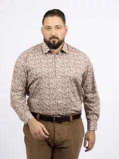 Chemise Tissu Liberty Gianni/ Leo Capel Grande Taille ecru/marron/marine homme grande taille - Capelstore
