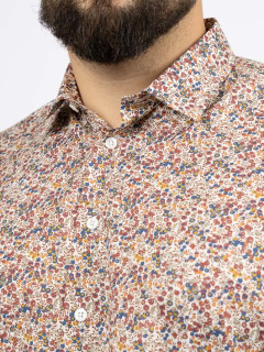 Chemise Tissu Liberty Gianni/ Leo Capel Grande Taille ecru/marron/marine homme grande taille - Capelstore