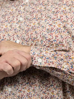 Chemise Tissu Liberty Gianni/ Leo Capel Grande Taille ecru/marron/marine homme grande taille - Capelstore