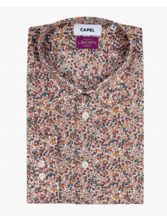 Chemise Tissu Liberty Gianni/ Leo Capel Grande Taille ecru/marron/marine homme grande taille - Capelstore
