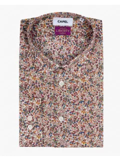 Chemise Tissu Liberty Gianni/ Leo Capel Grande Taille ecru/marron/marine homme grande taille - Capelstore