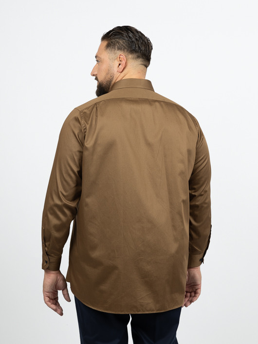 Chemise Unie Opposition Col Et Poignets Capel Grande Taille marron homme grande taille - Capelstore