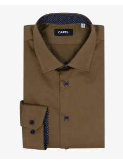 Chemise Unie Opposition Col Et Poignets Capel Grande Taille marron homme grande taille - Capelstore