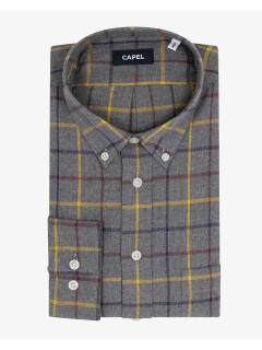 Chemise Ralph Ã Carreaux Capel Grande Taille gris/jaune/bordeaux homme grande taille - Capelstore
