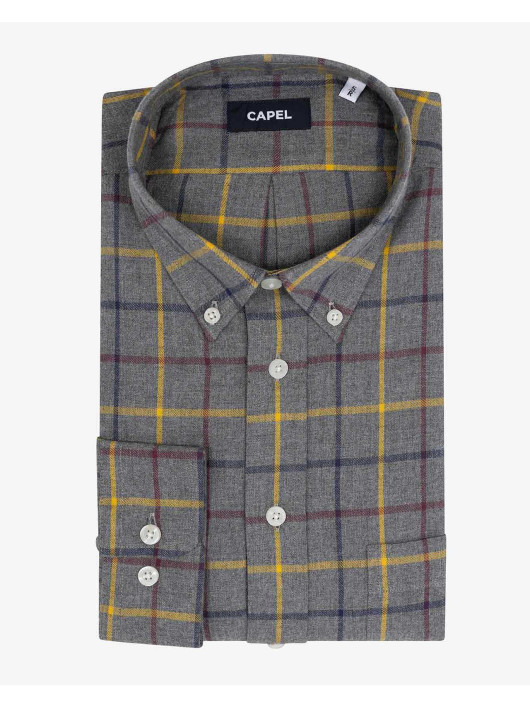 Chemise Ralph Ã Carreaux Capel Grande Taille gris/jaune/bordeaux homme grande taille - Capelstore