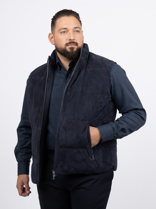Sans Manches Cuir Velours Paul & Shark Grande Taille marine homme grande taille - Capelstore
