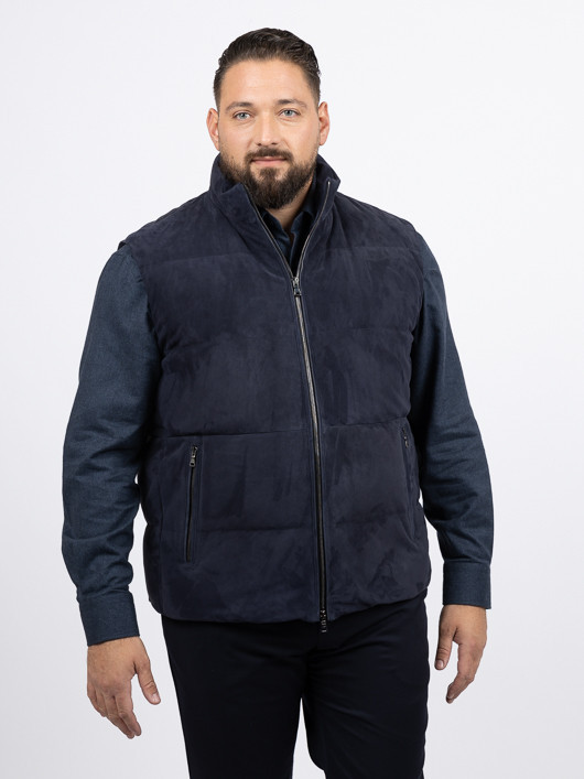 Sans Manches Cuir Velours Paul & Shark Grande Taille marine homme grande taille - Capelstore