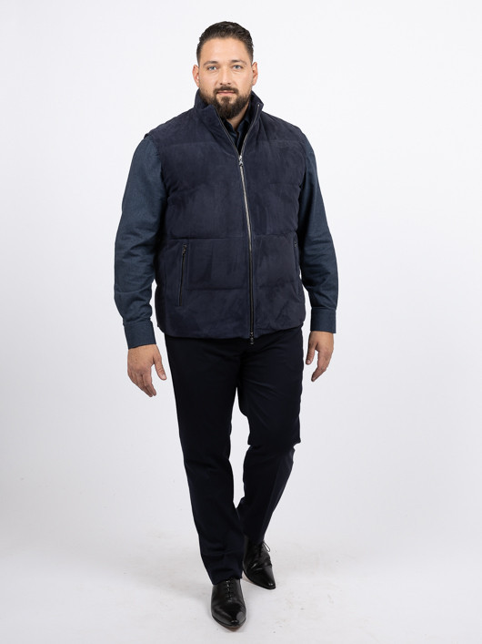 Sans Manches Cuir Velours Paul & Shark Grande Taille marine homme grande taille - Capelstore
