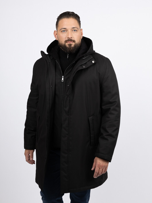 Parka Noire Avec Parmenture Capel Grande Taille noir homme grande taille - Capelstore