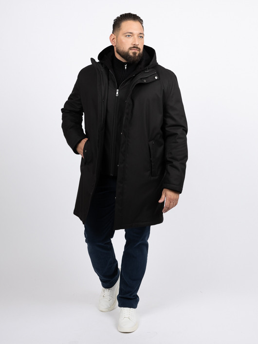 Parka Noire Avec Parmenture Capel Grande Taille noir homme grande taille - Capelstore