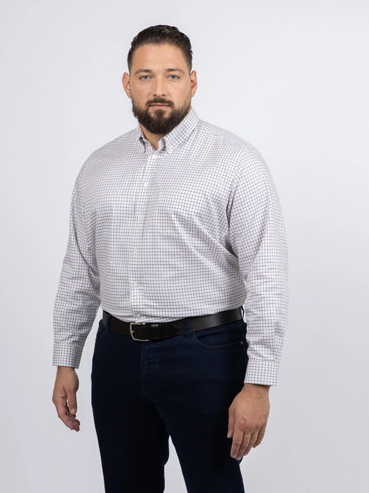 Chemise Ralph Carreaux Capel Grande Taille blanc/marine/marron homme grande taille - Capelstore