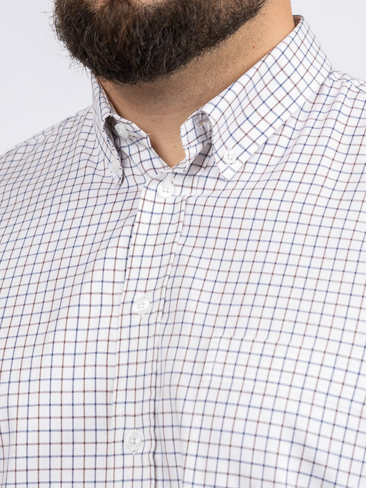 Chemise Ralph Carreaux Capel Grande Taille blanc/marine/marron homme grande taille - Capelstore