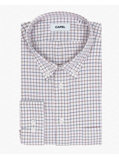 Chemise Ralph Carreaux Capel Grande Taille blanc/marine/marron homme grande taille - Capelstore