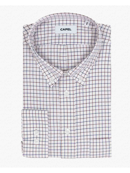 Chemise Ralph Carreaux Capel Grande Taille blanc/marine/marron homme grande taille - Capelstore