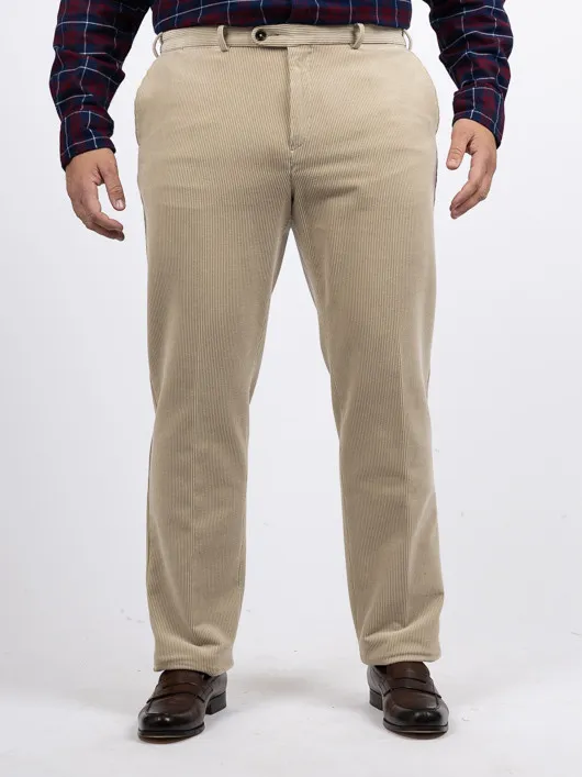 Pantalon Velours Ecru Bugatti Grande Taille ecru homme grande taille - Capelstore