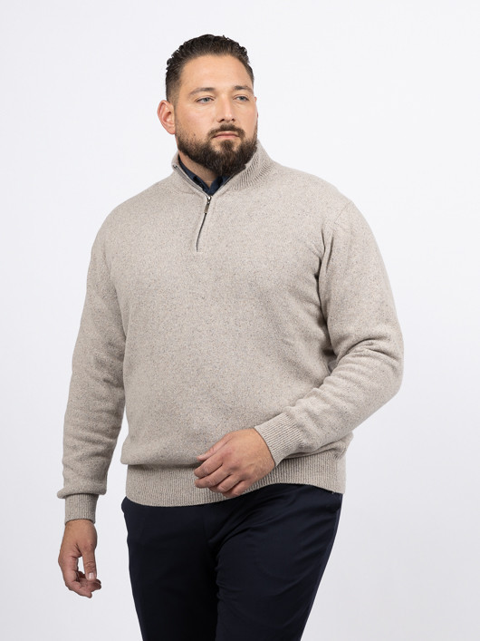 Pull Lino Camionneur Beige Capel Grande Taille beige homme grande taille - Capelstore