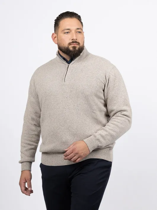 Pull Lino Camionneur Beige Capel Grande Taille beige homme grande taille - Capelstore