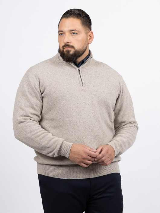 Pull Lino Camionneur Beige Capel Grande Taille beige homme grande taille - Capelstore