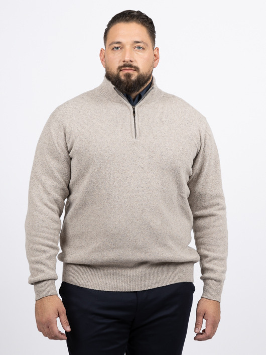 Pull Lino Camionneur Beige Capel Grande Taille beige homme grande taille - Capelstore