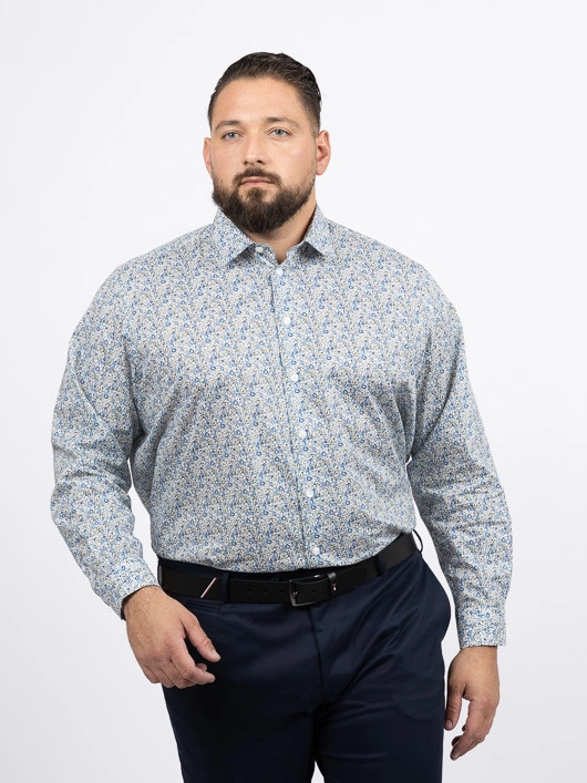 Chemise Tissu Liberty Gianni Capel Grande Taille blanc/vert/bleu homme grande taille - Capelstore