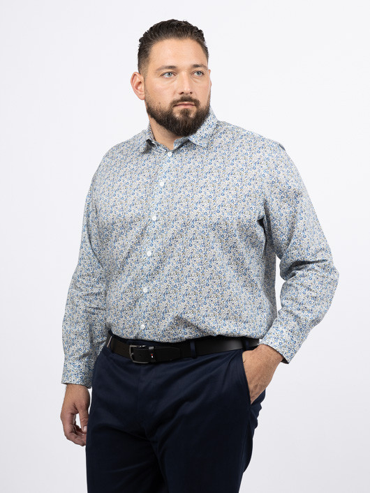 Chemise Tissu Liberty Gianni Capel Grande Taille blanc/vert/bleu homme grande taille - Capelstore