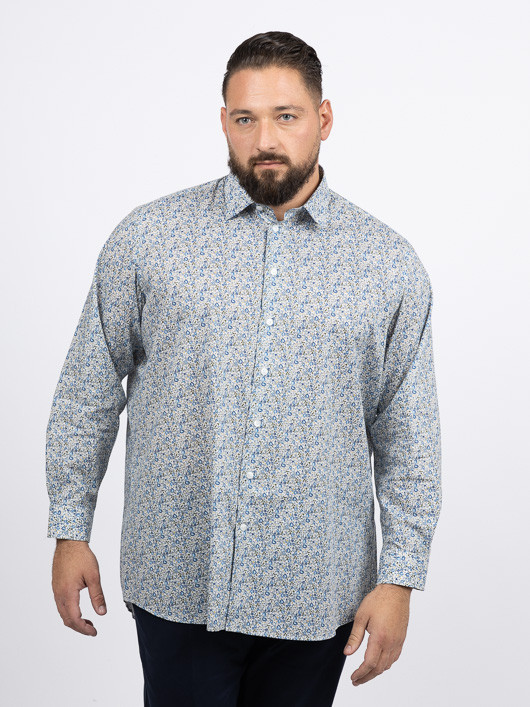 Chemise Tissu Liberty Gianni Capel Grande Taille blanc/vert/bleu homme grande taille - Capelstore