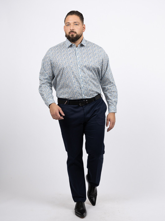 Chemise Tissu Liberty Gianni Capel Grande Taille blanc/vert/bleu homme grande taille - Capelstore