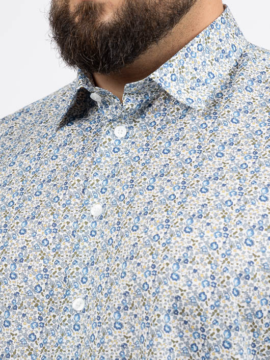 Chemise Tissu Liberty Gianni Capel Grande Taille blanc/vert/bleu homme grande taille - Capelstore