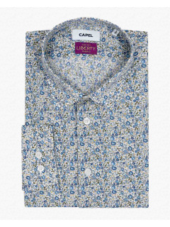 Chemise Tissu Liberty Gianni Capel Grande Taille blanc/vert/bleu homme grande taille - Capelstore
