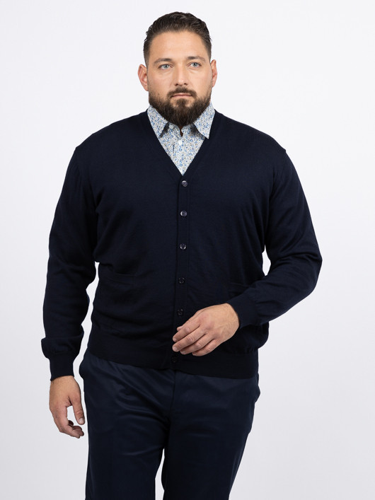 Cardigan Merinos Bouton. Capel Grandes Tailles  homme grande taille - Capelstore