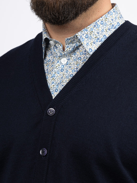 Cardigan Merinos Bouton. Capel Grandes Tailles  homme grande taille - Capelstore