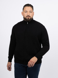 Cardigan Noir Torsades Zippe Capel Grande Taille  homme grande taille - Capelstore