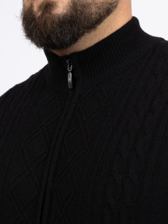 Cardigan Noir Torsades Zippe Capel Grande Taille  homme grande taille - Capelstore