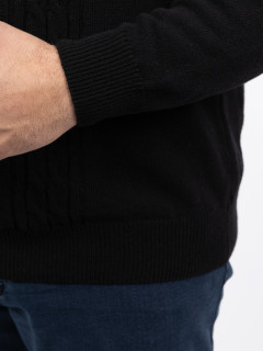 Cardigan Noir Torsades Zippe Capel Grande Taille  homme grande taille - Capelstore