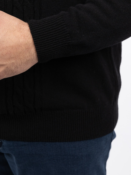 Cardigan Noir Torsades Zippe Capel Grande Taille  homme grande taille - Capelstore