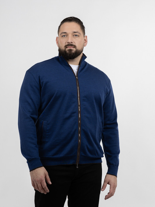 Cardigan Zippe Paul & Shark Grande Taille bleu homme grande taille - Capelstore