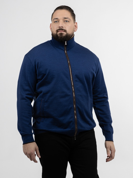 Cardigan Zippe Paul & Shark Grande Taille bleu homme grande taille - Capelstore
