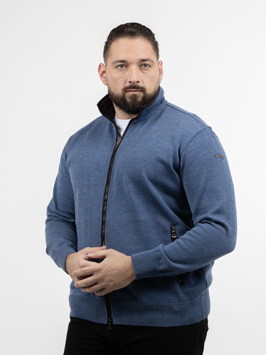 Cardigan Zippe Paul & Shark Grande Taille bleu homme grande taille - Capelstore