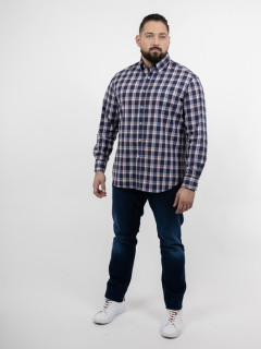 Chemise Paul & Shark Carreaux Grande Taille marine/blanc/ocre homme grande taille - Capelstore