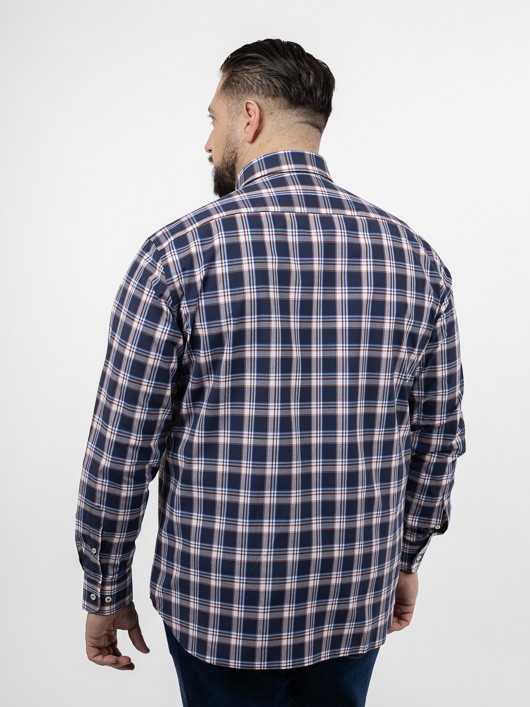 Chemise Paul & Shark Carreaux Grande Taille marine/blanc/ocre homme grande taille - Capelstore