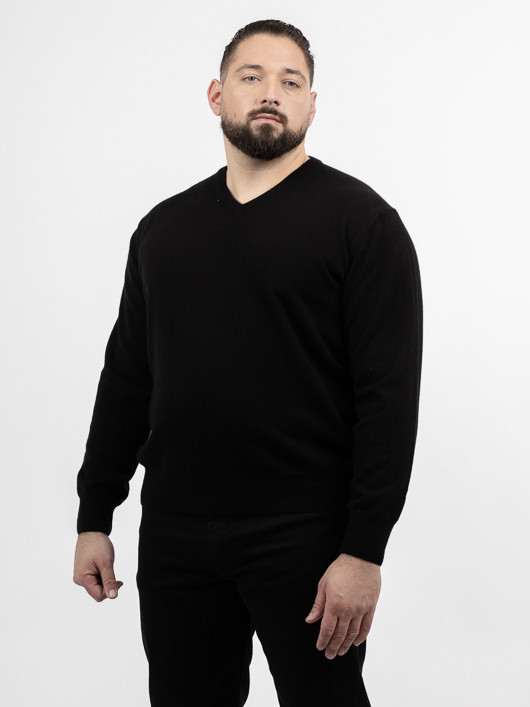 Pull Cachemire Enzo V Noir Glace Capel Grande Taille noir homme grande taille - Capelstore