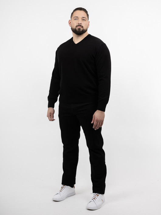 Pull Cachemire Enzo V Noir Glace Capel Grande Taille noir homme grande taille - Capelstore