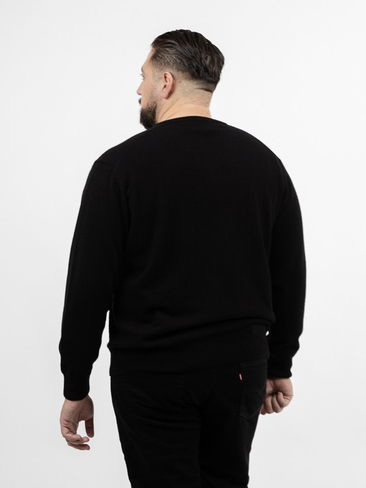Pull Cachemire Enzo V Noir Glace Capel Grande Taille noir homme grande taille - Capelstore