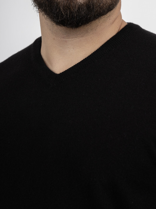 Pull Cachemire Enzo V Noir Glace Capel Grande Taille noir homme grande taille - Capelstore
