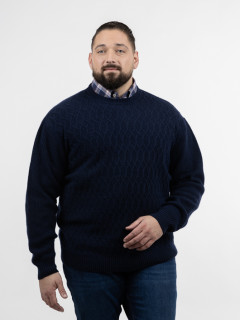 Pull Col Rond Aosta Torsades Capel Grande Taille marine homme grande taille - Capelstore