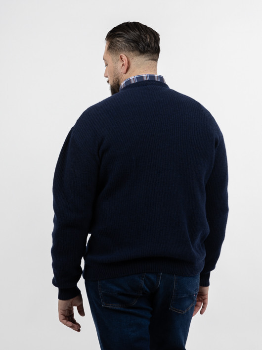Pull Col Rond Aosta Torsades Capel Grande Taille marine homme grande taille - Capelstore