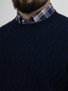 Pull Col Rond Aosta Torsades Capel Grande Taille marine homme grande taille - Capelstore