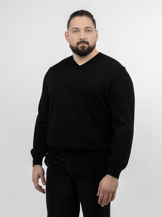Pull Merinos Col V Uni Capel Grandes Tailles  homme grande taille - Capelstore