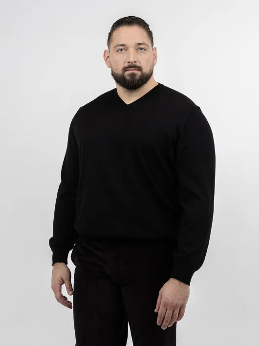 Pull Merinos Col V Uni Capel Grandes Tailles  homme grande taille - Capelstore
